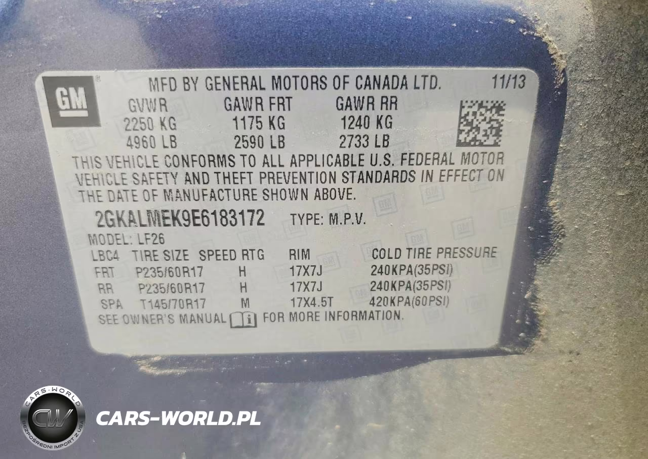 2014 GMC Terrain Sle VIN:2GKALMEK9E6183172 - 13