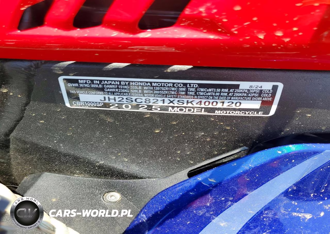 2025 Honda Cbr1000 Sp VIN:JH2SC821XSK400120 - 8