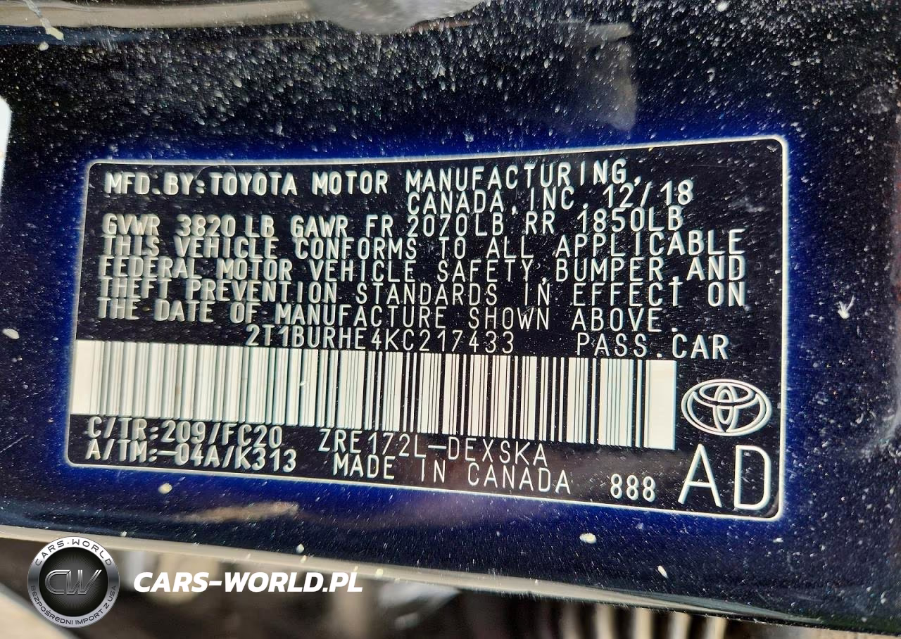 2019 Toyota Corolla Se VIN:2T1BURHE4KC217433 - 13