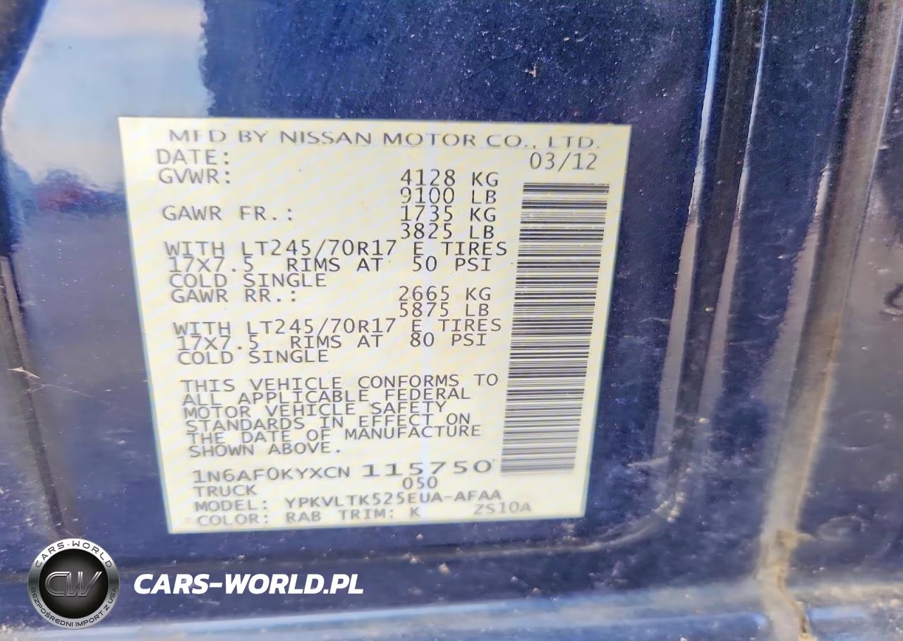2012 Nissan Nv 2500 Hd S VIN:1N6AF0KYXCN115750 - 13