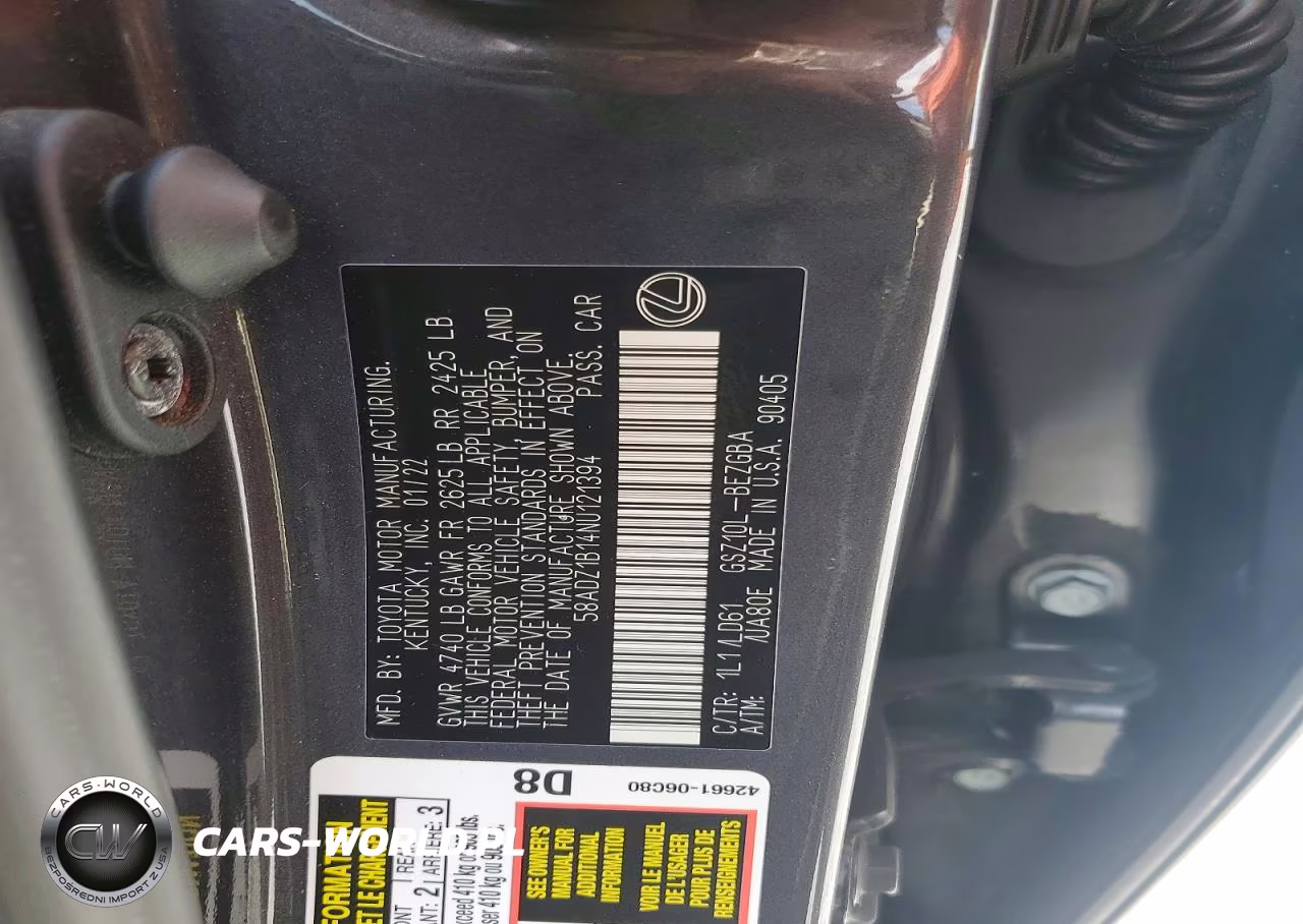 2022 Lexus Es 350 Base VIN:58ADZ1B14NU121394 - 12