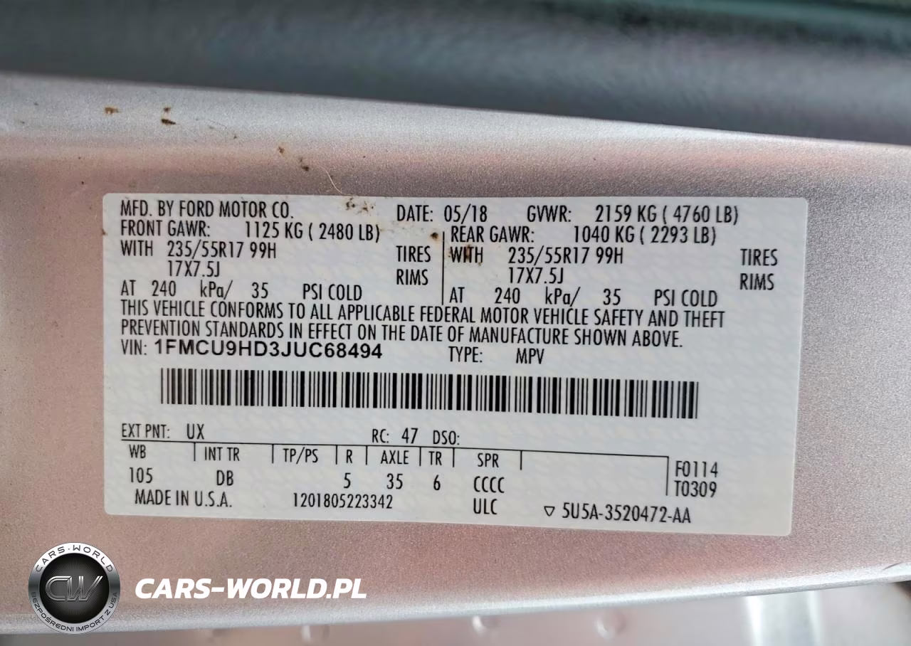 2018 Ford Escape Sel VIN:1FMCU9HD3JUC68494 - 13