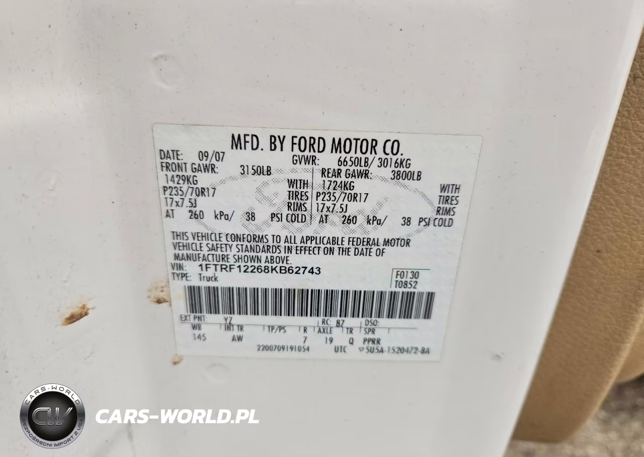 2008 Ford F150 VIN:1FTRF12268KB62743 - 12