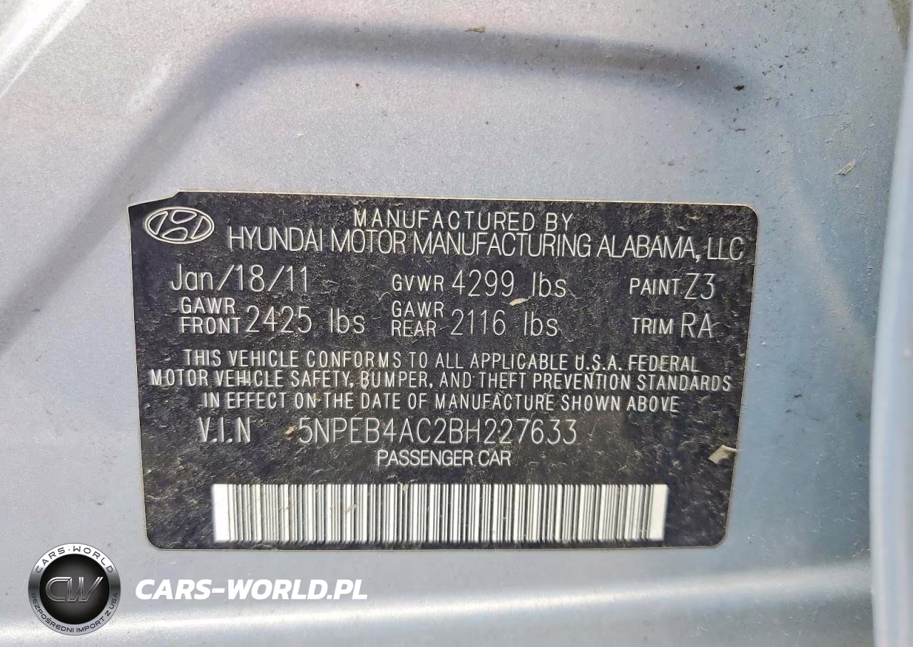 2011 Hyundai Sonata Gls VIN:5NPEB4AC2BH227633 - 12
