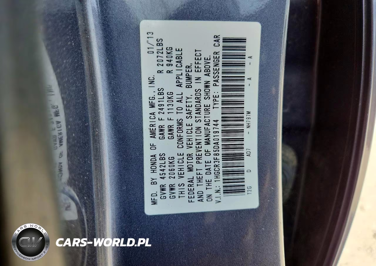 2013 Honda Accord Exl VIN:1HGCR3F85DA019744 - 12