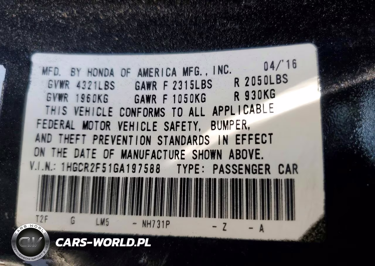 2016 Honda Accord Sport VIN:1HGCR2F51GA197588 - 13