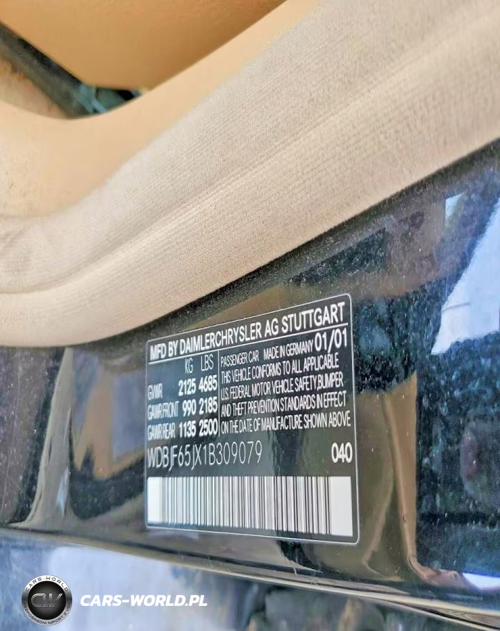 2001 Mercedes-Benz E 320 VIN:WDBJF65JX1B309079 - 12