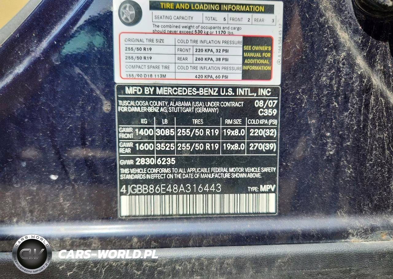 2008 Mercedes-Benz Ml 350 VIN:4JGBB86E48A316443 - 12