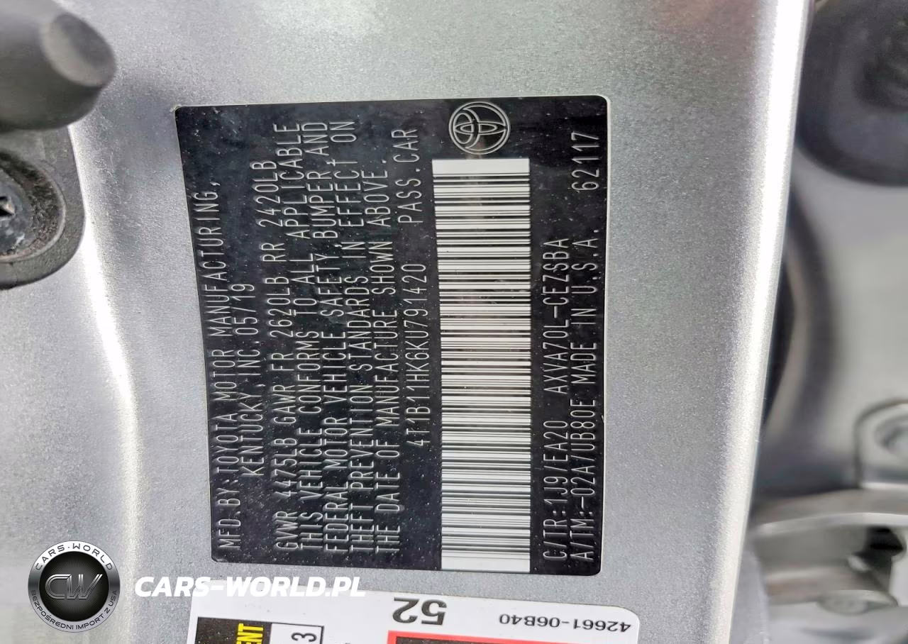 2019 Toyota Camry Se VIN:4T1B11HK6KU791420 - 12