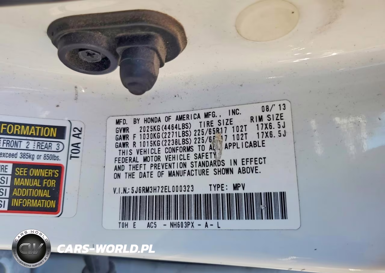 2014 Honda Cr-V Exl VIN:5J6RM3H72EL000323 - 13