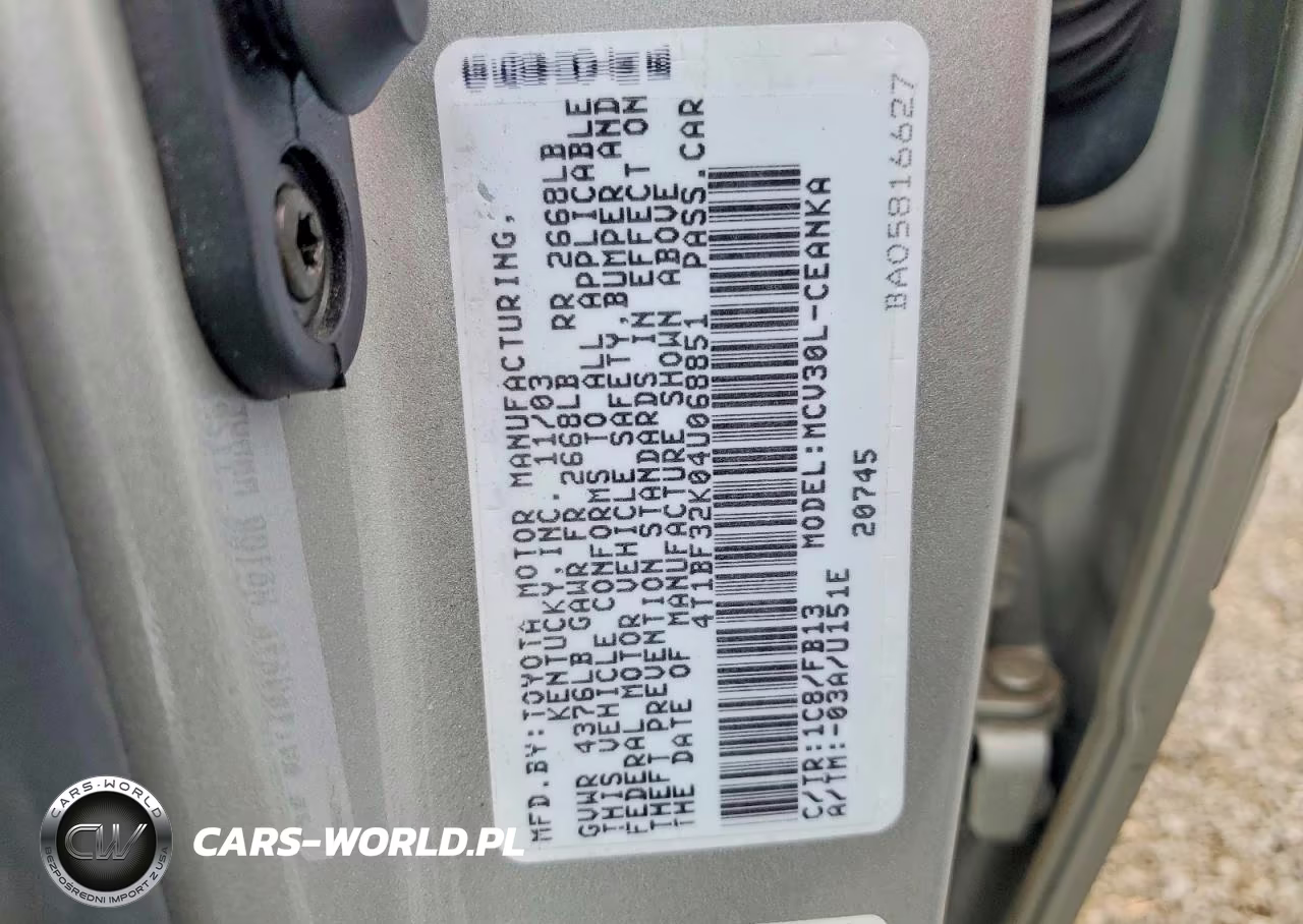 2004 Toyota Camry Le V6 VIN:4T1BF32K04U068851 - 12