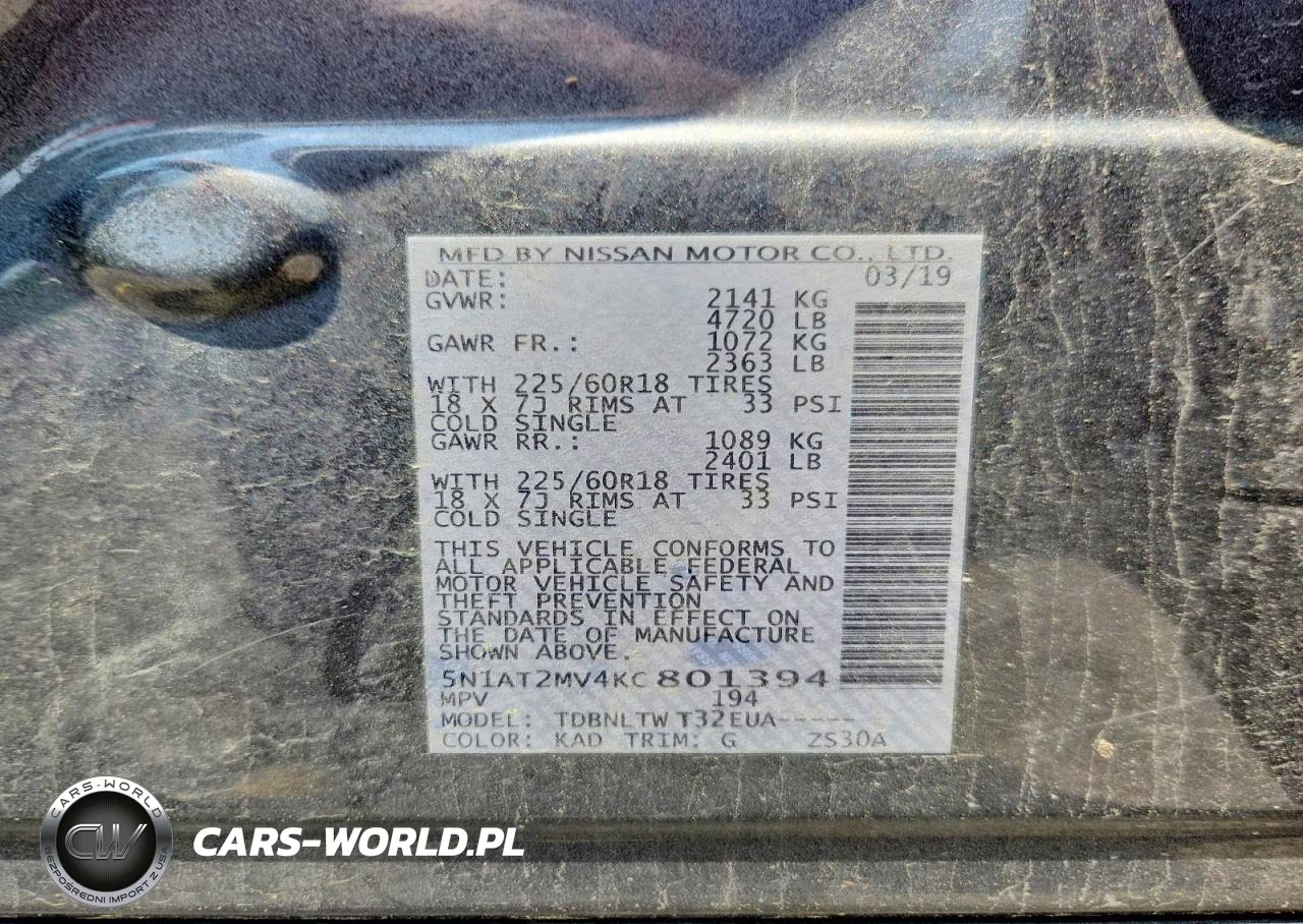 2019 Nissan Rogue Sv VIN:5N1AT2MV4KC801394 - 13