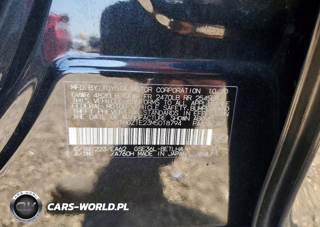2021 Lexus Is 350 F Sport VIN:JTHGZ1E23M5018794 - 12