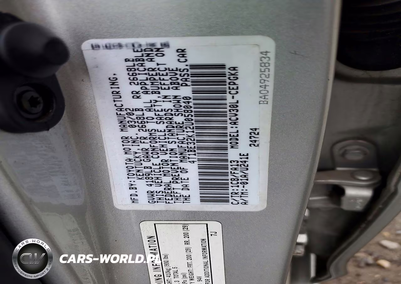 2002 Toyota Camry Xle VIN:4T1BE32K12U058040 - 12