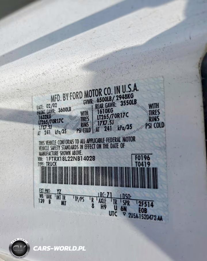 2002 Ford F150 VIN:1FTRX18L22NB14028 - 12