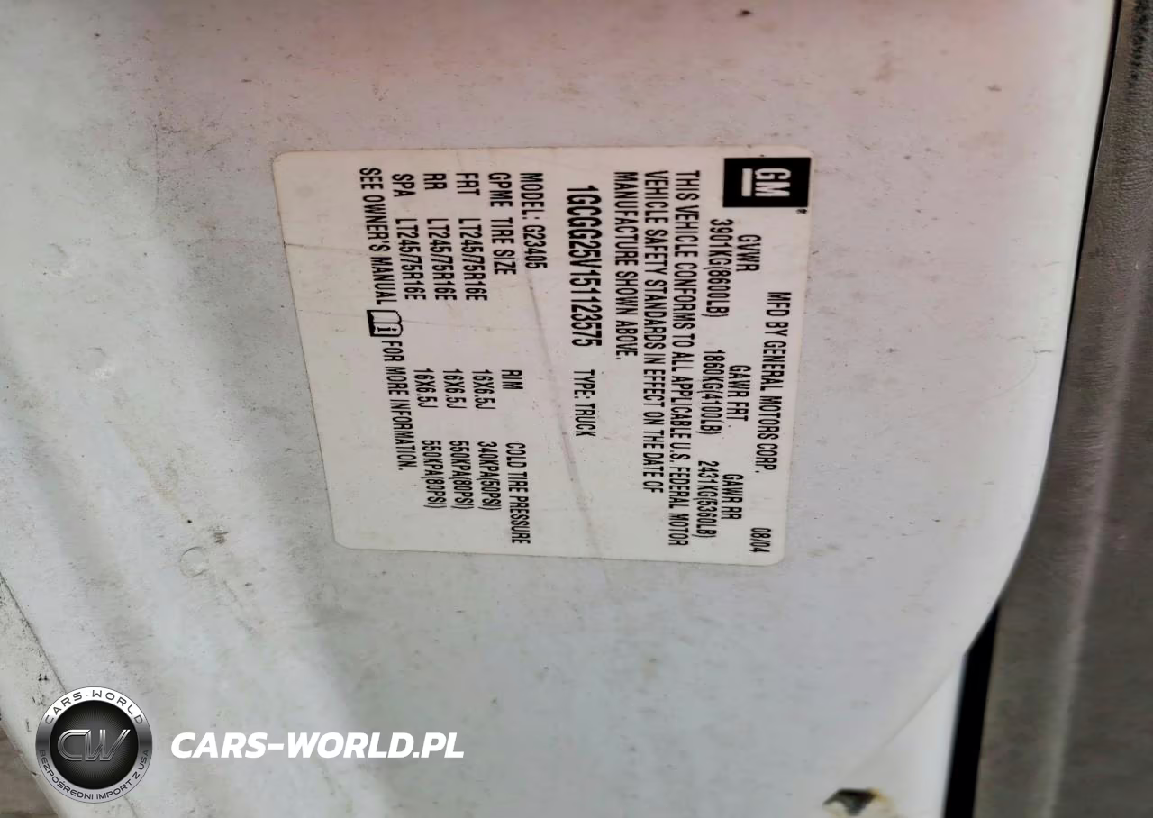 2005 Chevrolet Express G2500 VIN:1GCGG25V151123575 - 12