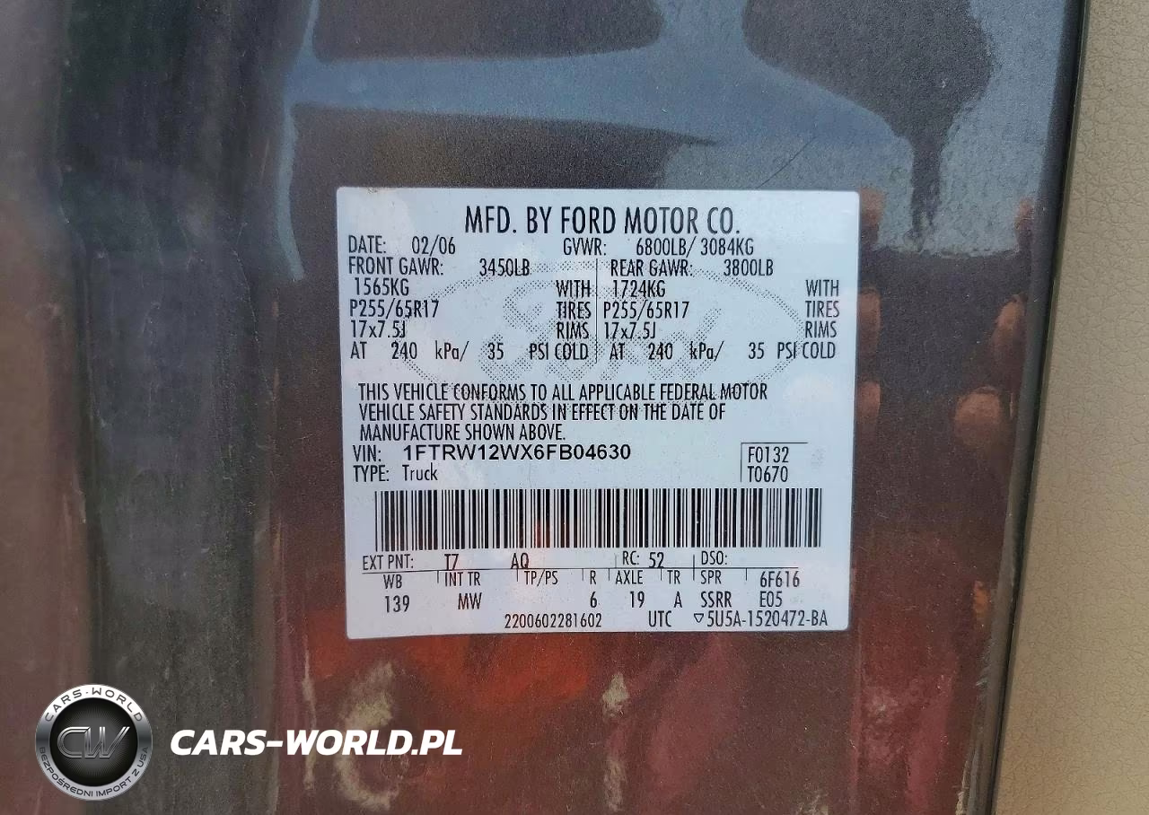 2006 Ford F150 Supercrew VIN:1FTRW12WX6FB04630 - 12