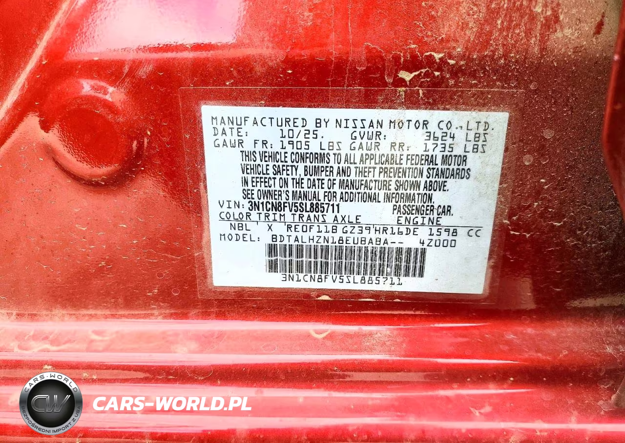 2025 Nissan Versa Sr VIN:3N1CN8FV5SL885711 - 12