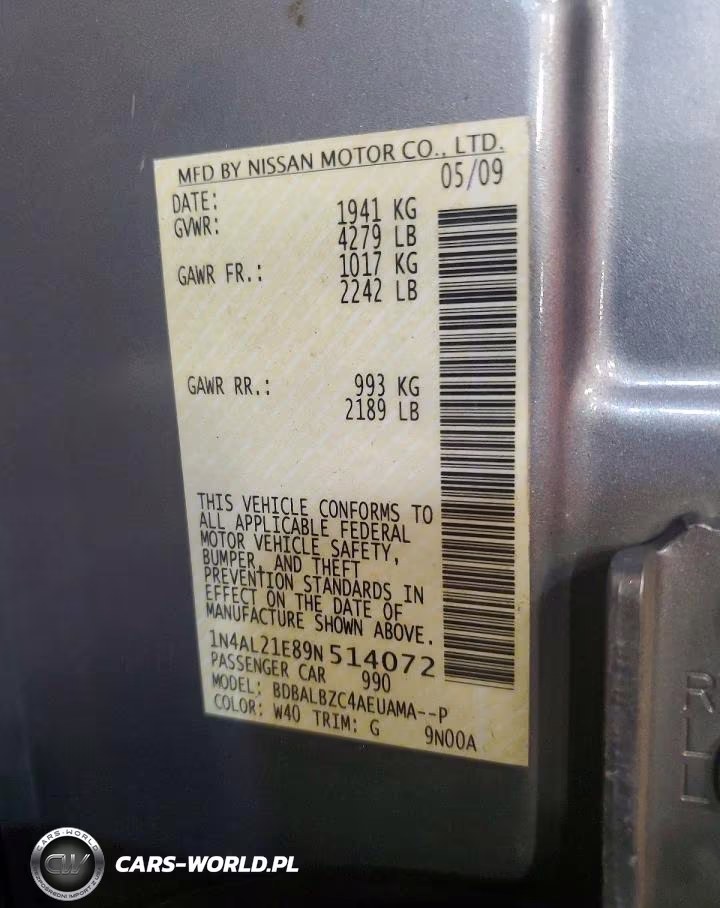 2009 Nissan Altima 2.5 VIN:1N4AL21E89N514072 - 12
