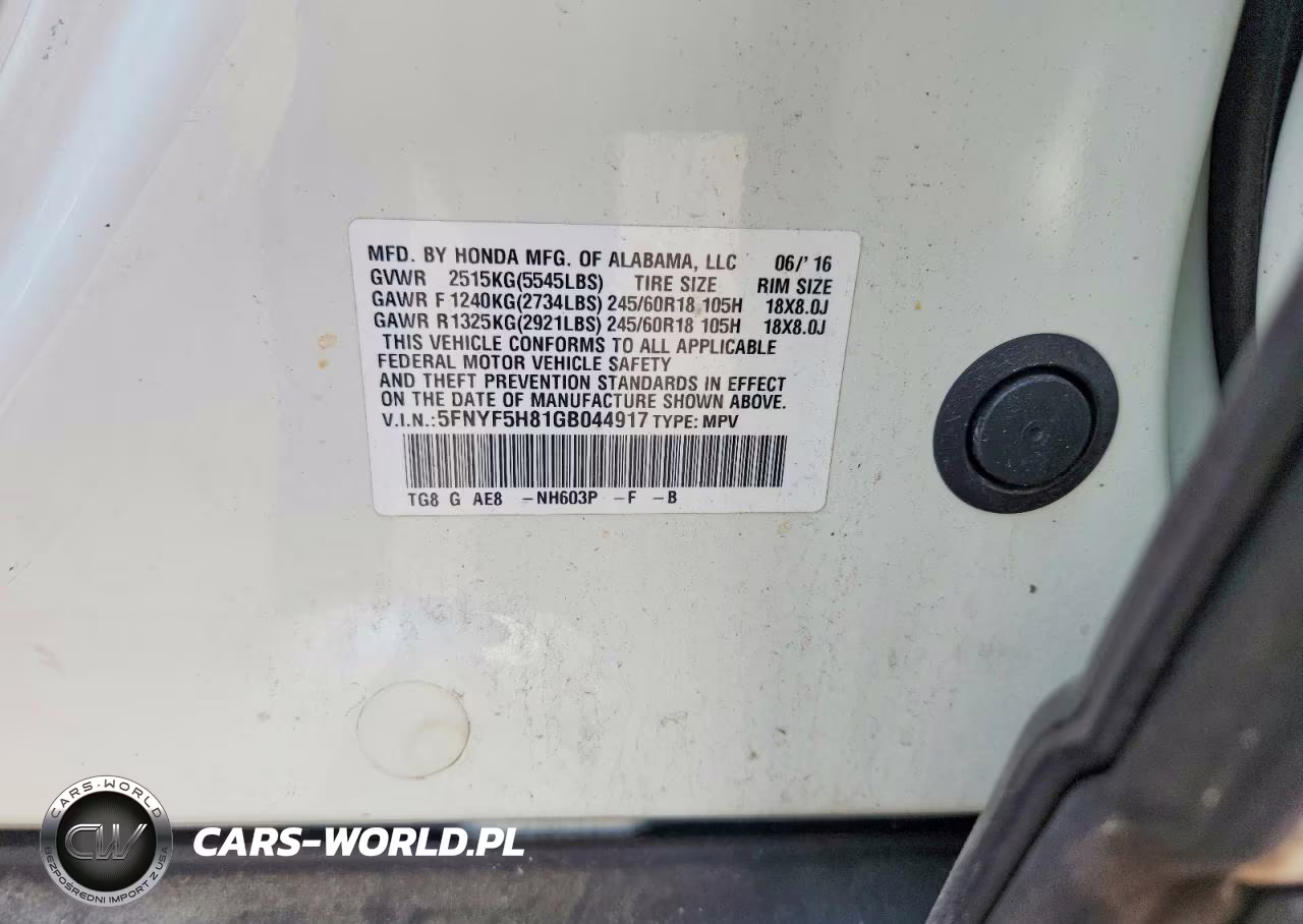 2016 Honda Pilot Exl VIN:5FNYF5H81GB044917 - 13