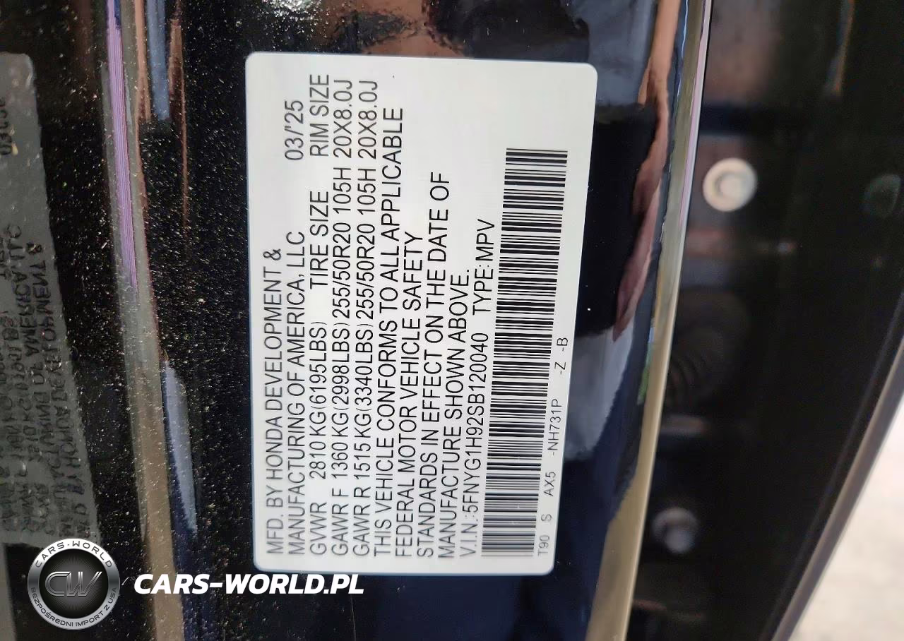 2025 Honda Pilot Black VIN:5FNYG1H92SB120040 - 14