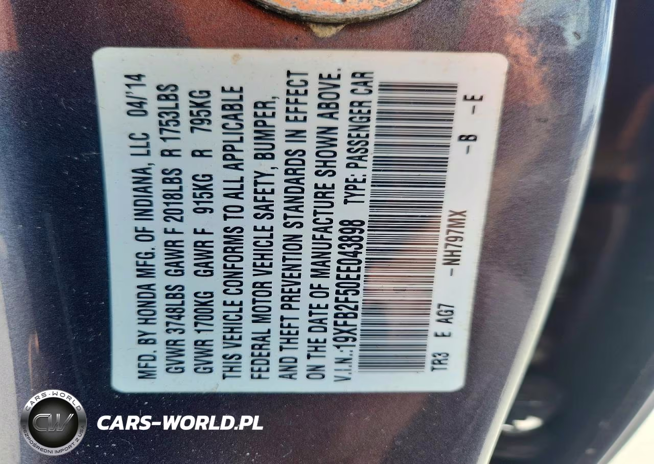 2014 Honda Civic Lx VIN:19XFB2F50EE043898 - 12