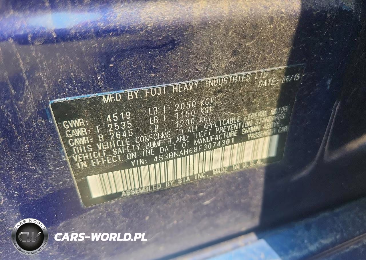 2015 Subaru Legacy 2.5I Premium VIN:4S3BNAH68F3074301 - 12