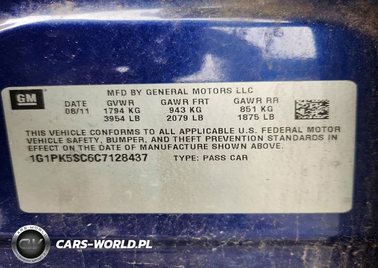2012 Chevrolet Cruze Eco VIN:1G1PK5SC6C7128437 - 12