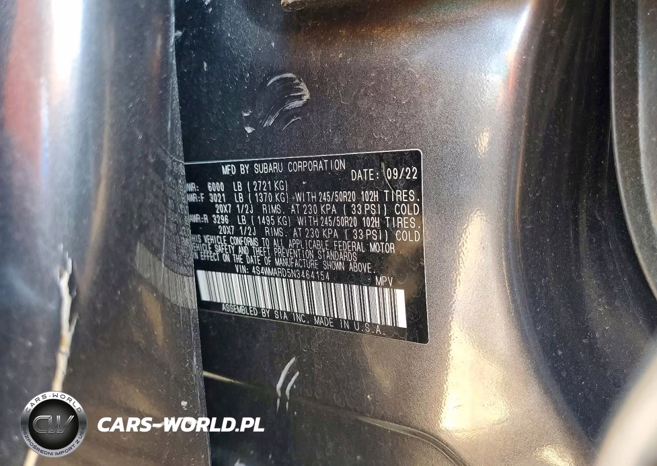 2022 Subaru Ascent Touring VIN:4S4WMARD5N3464154 - 13