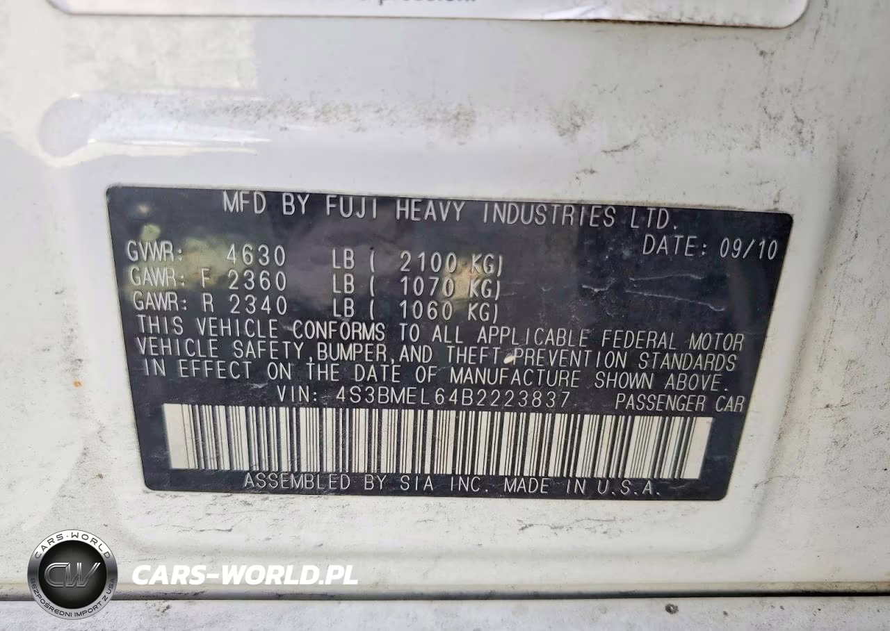2011 Subaru Legacy 3.6R Limited VIN:4S3BMEL64B2223837 - 12
