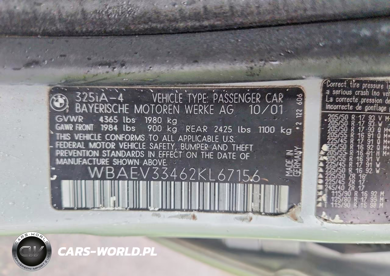 2002 BMW 325 I VIN:WBAEV33462KL67156 - 12