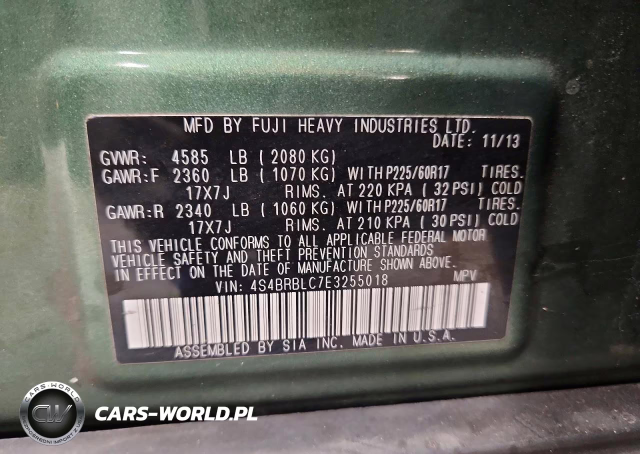 2014 Subaru Outback 2.5I Limited VIN:4S4BRBLC7E3255018 - 13