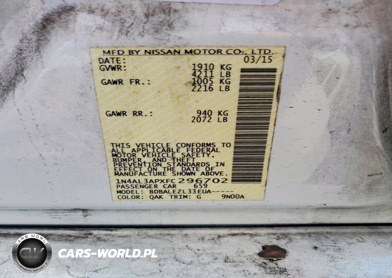 2015 Nissan Altima VIN:1N4AL3APXFC296702 - 12