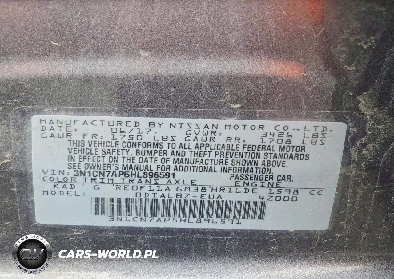 2017 Nissan Versa 1.6 Sv VIN:3N1CN7AP5HL896591 - 12