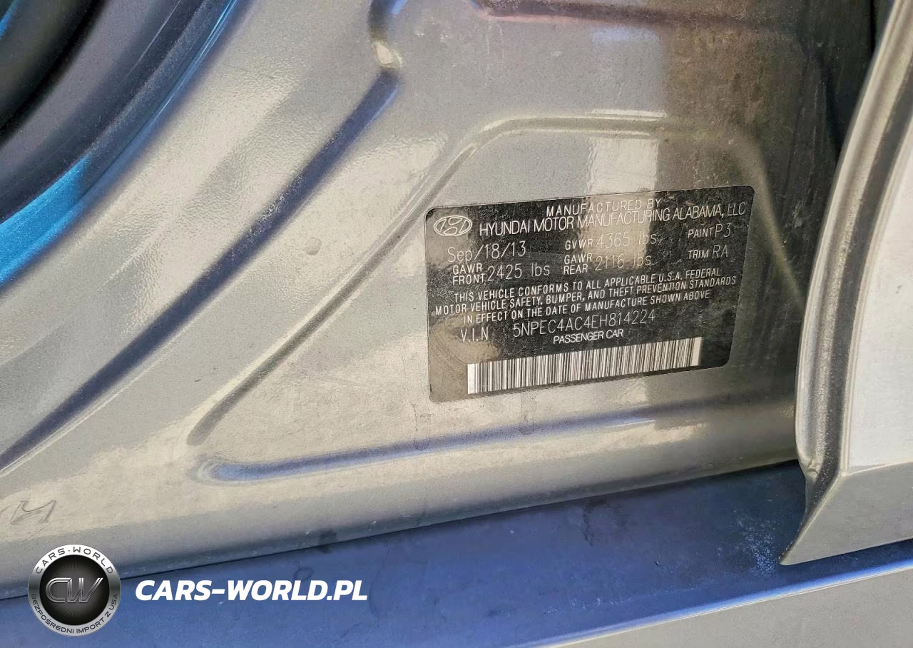 2014 Hyundai Sonata Limited VIN:5NPEC4AC4EH814224 - 13