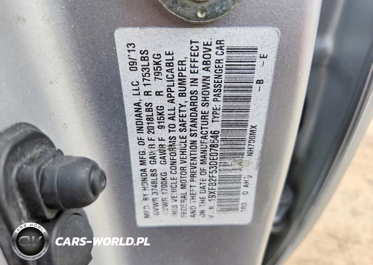 2013 Honda Civic Lx VIN:19XFB2F53DE078546 - 12