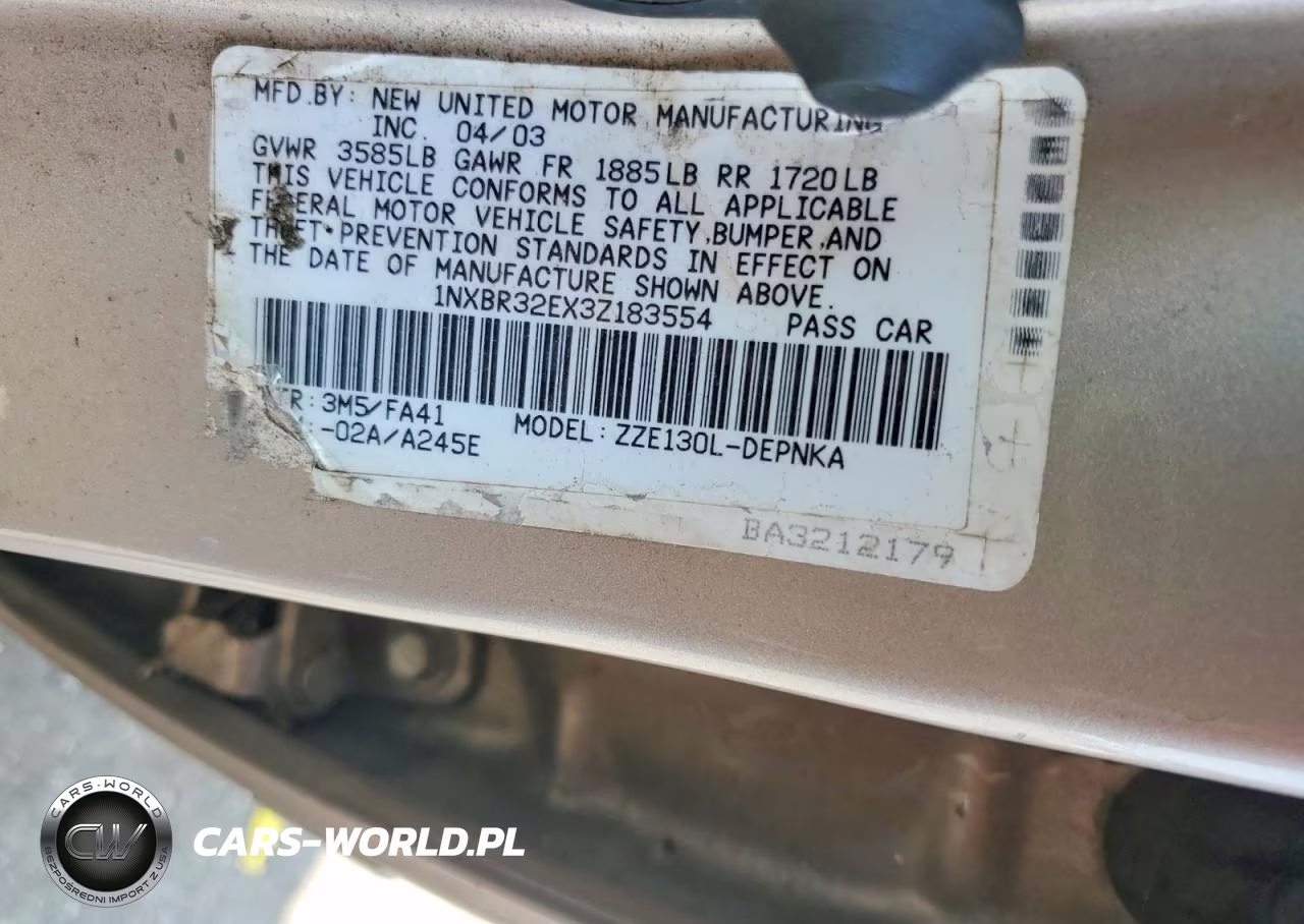 2003 Toyota Corolla Le VIN:1NXBR32EX3Z183554 - 12