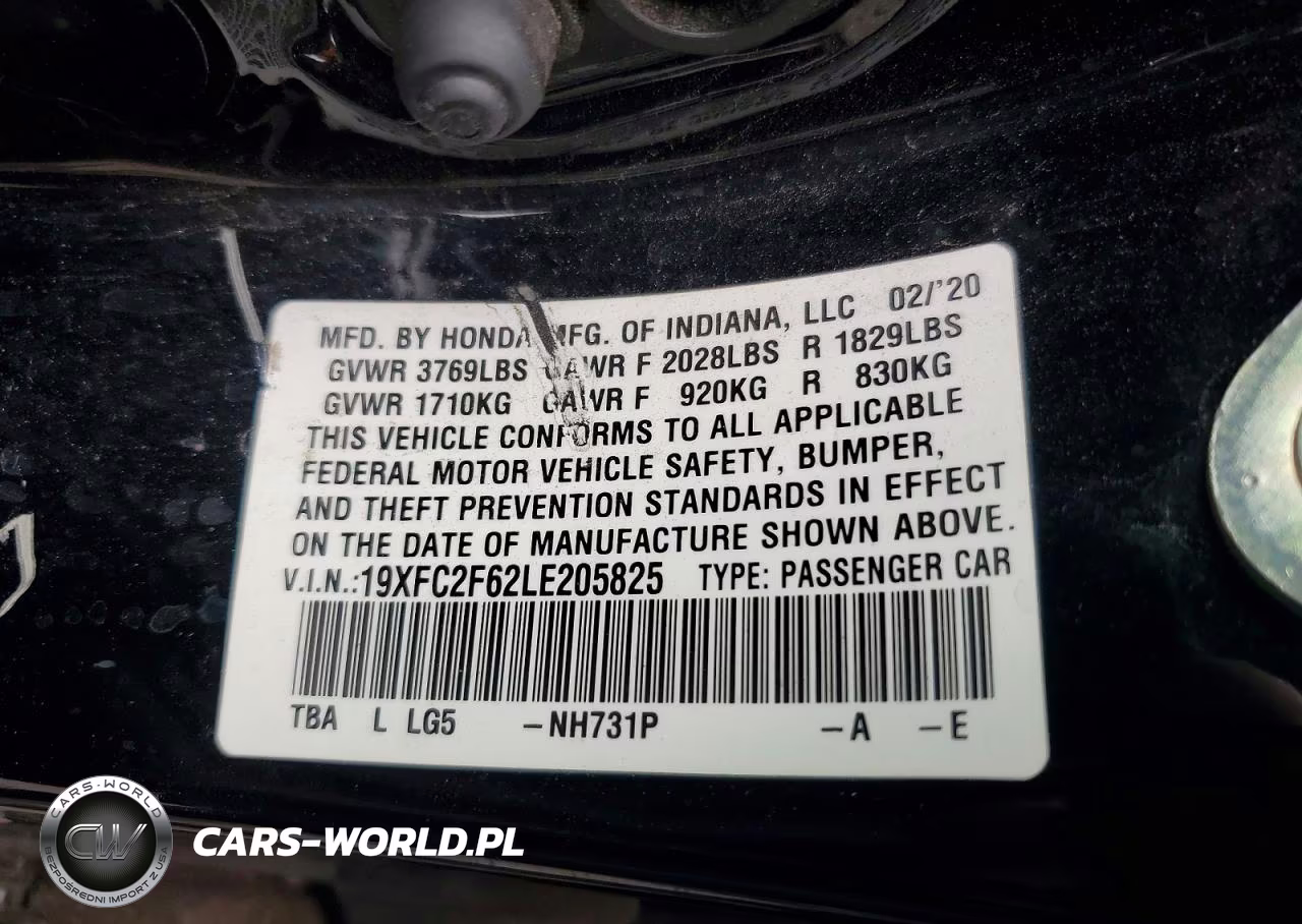2020 Honda Civic Lx VIN:19XFC2F62LE205825 - 12