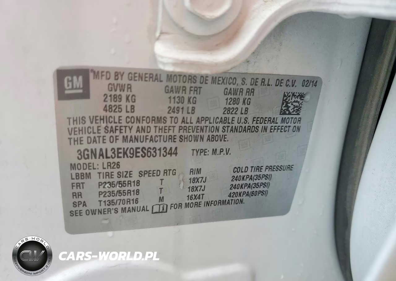 2014 Chevrolet Captiva Lt VIN:3GNAL3EK9ES631344 - 13