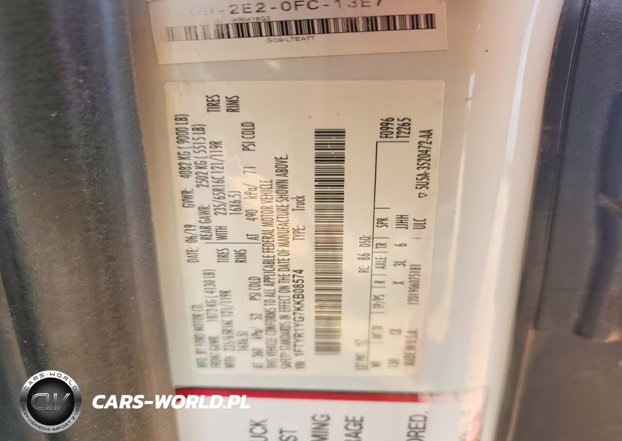 2019 Ford Transit T-250 VIN:1FTYR1YG7KKB08574 - 13
