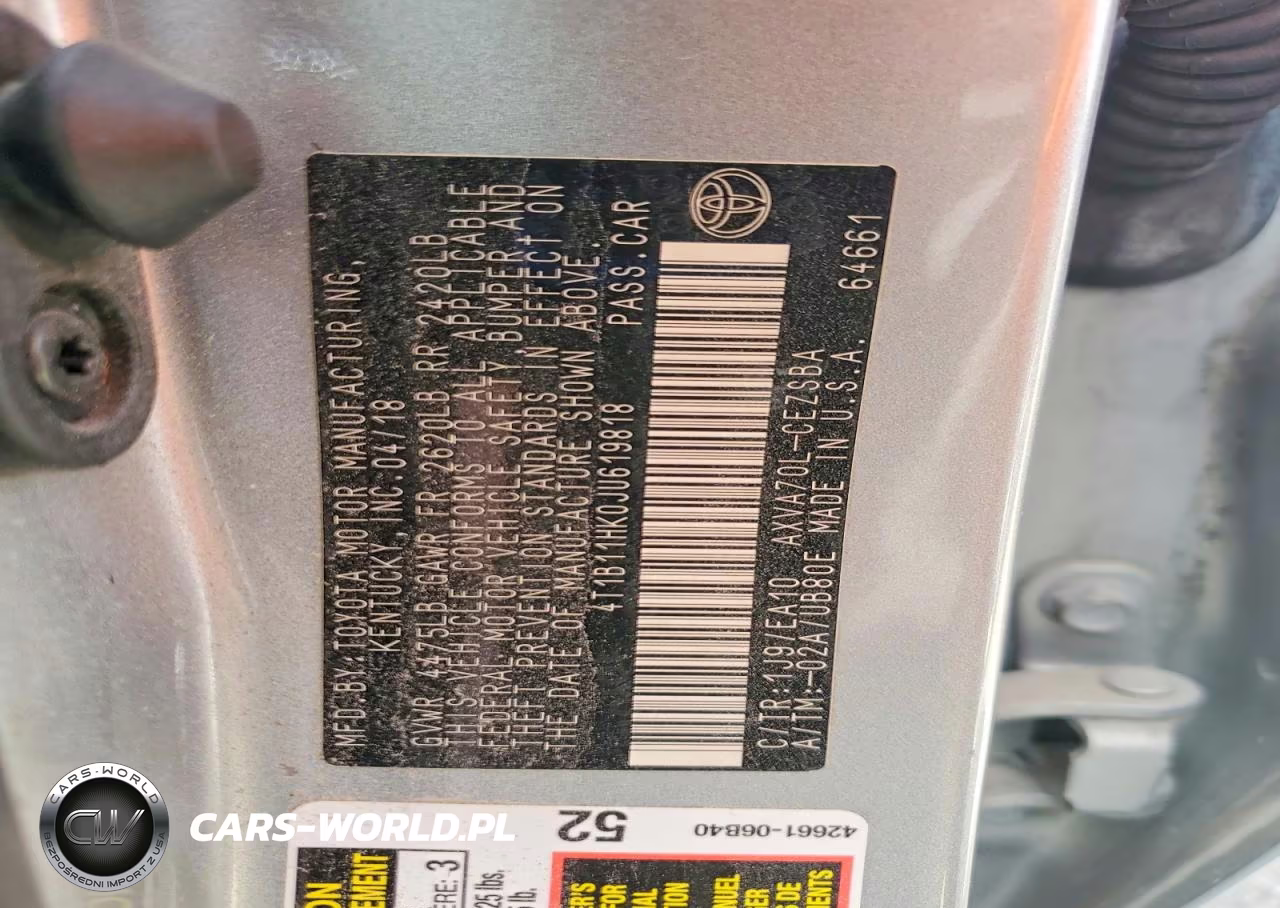 2018 Toyota Camry Se VIN:4T1B11HK0JU619818 - 12