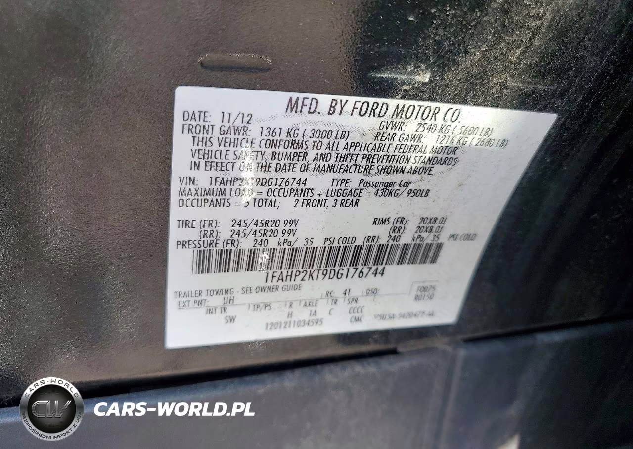 2013 FORD TAURUS SHO VIN:1FAHP2KT9DG176744 - 12