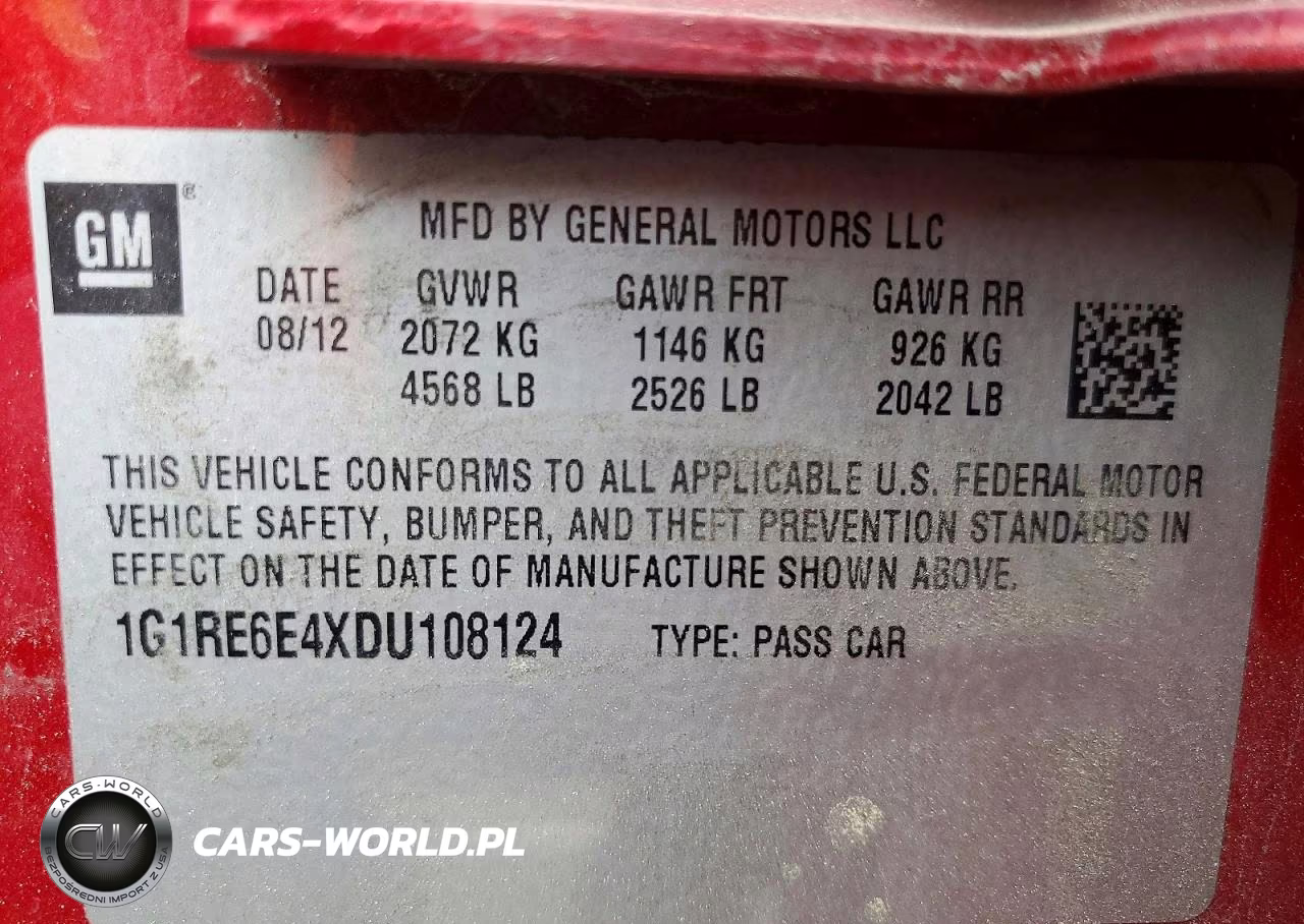 2013 Chevrolet Volt Lt VIN:1G1RE6E4XDU108124 - 13