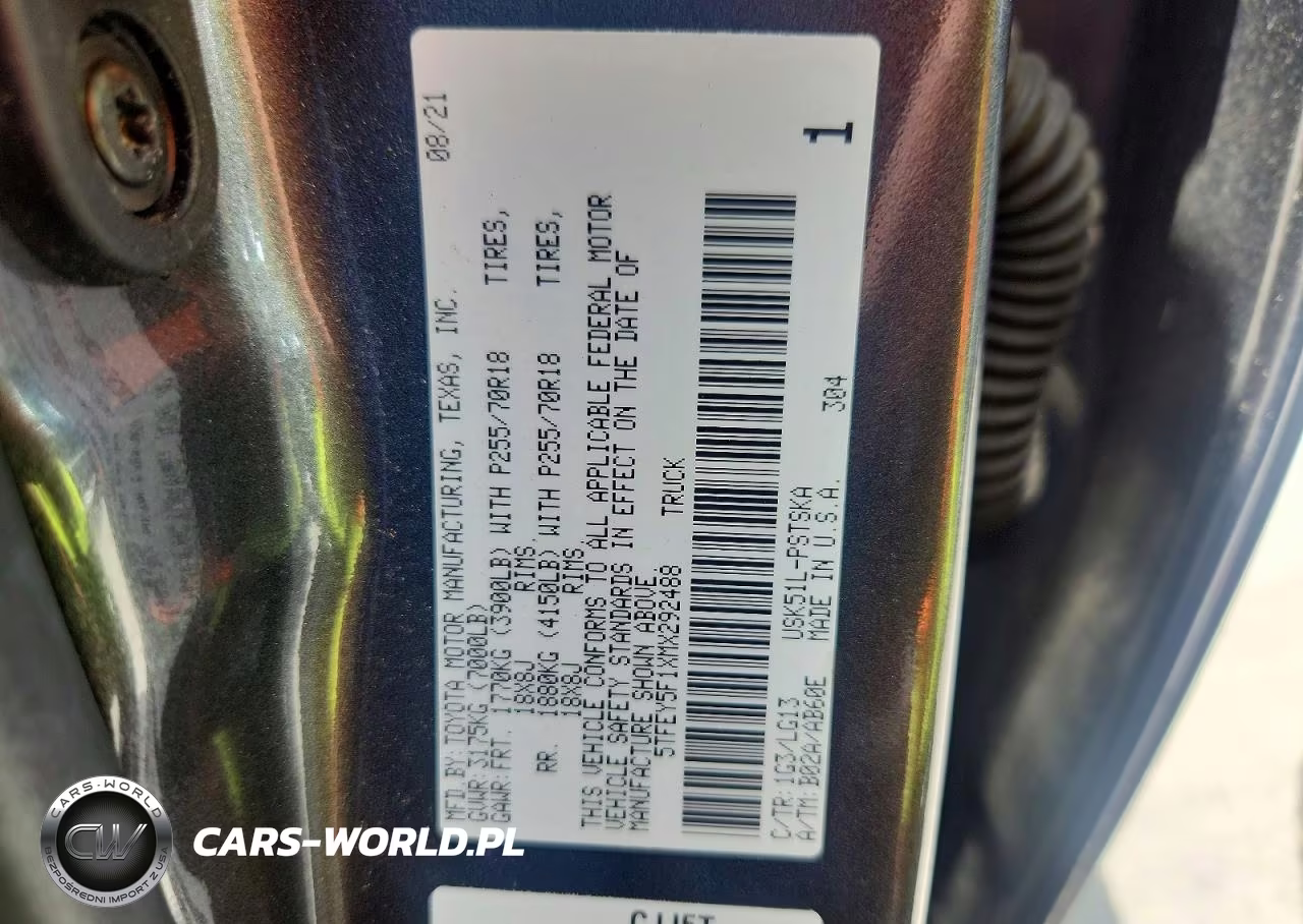 2021 Toyota Tundra Crewmax Sr5 VIN:5TFEY5F1XMX292488 - 13