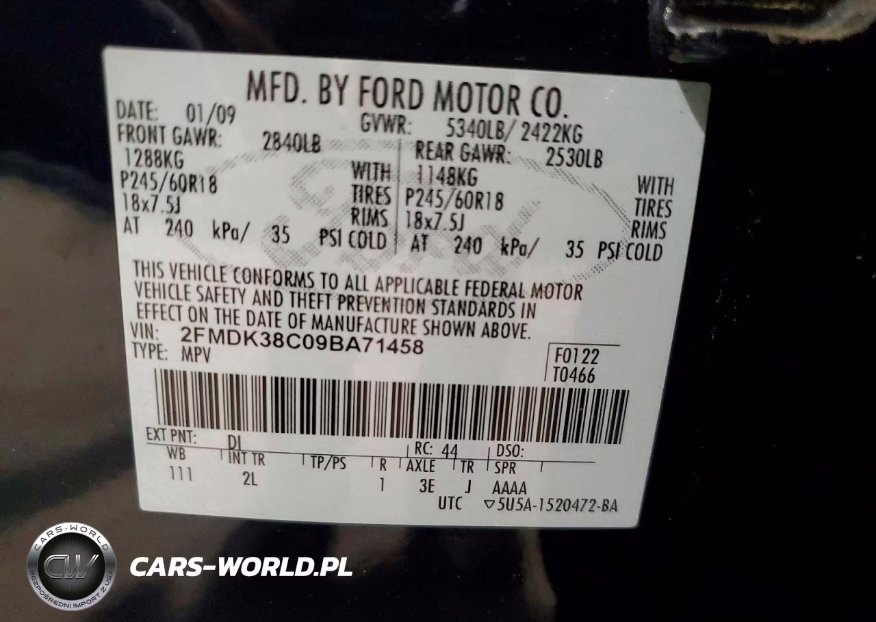 2009 Ford Edge Sel VIN:2FMDK38C09BA71458 - 13