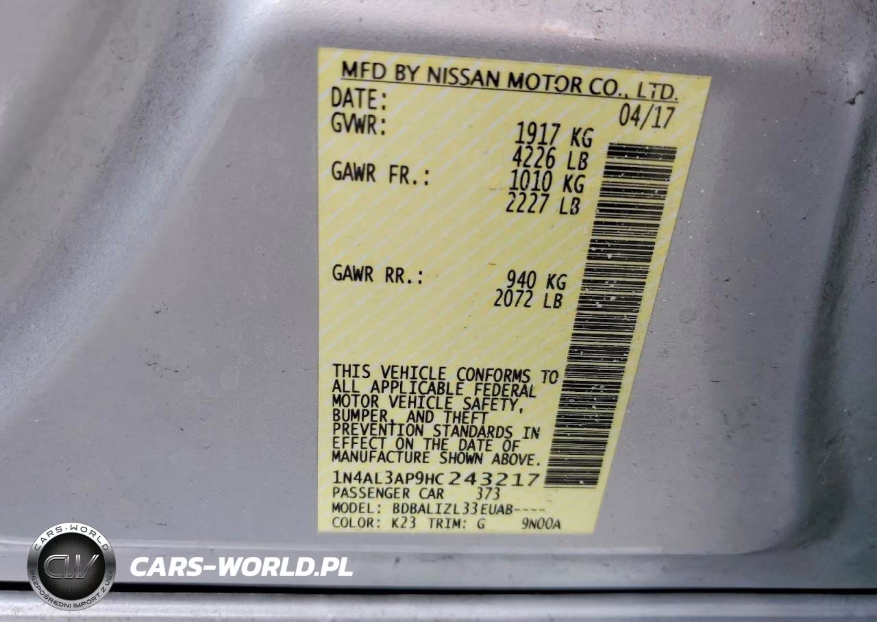 2017 Nissan Altima VIN:1N4AL3AP9HC243217 - 12