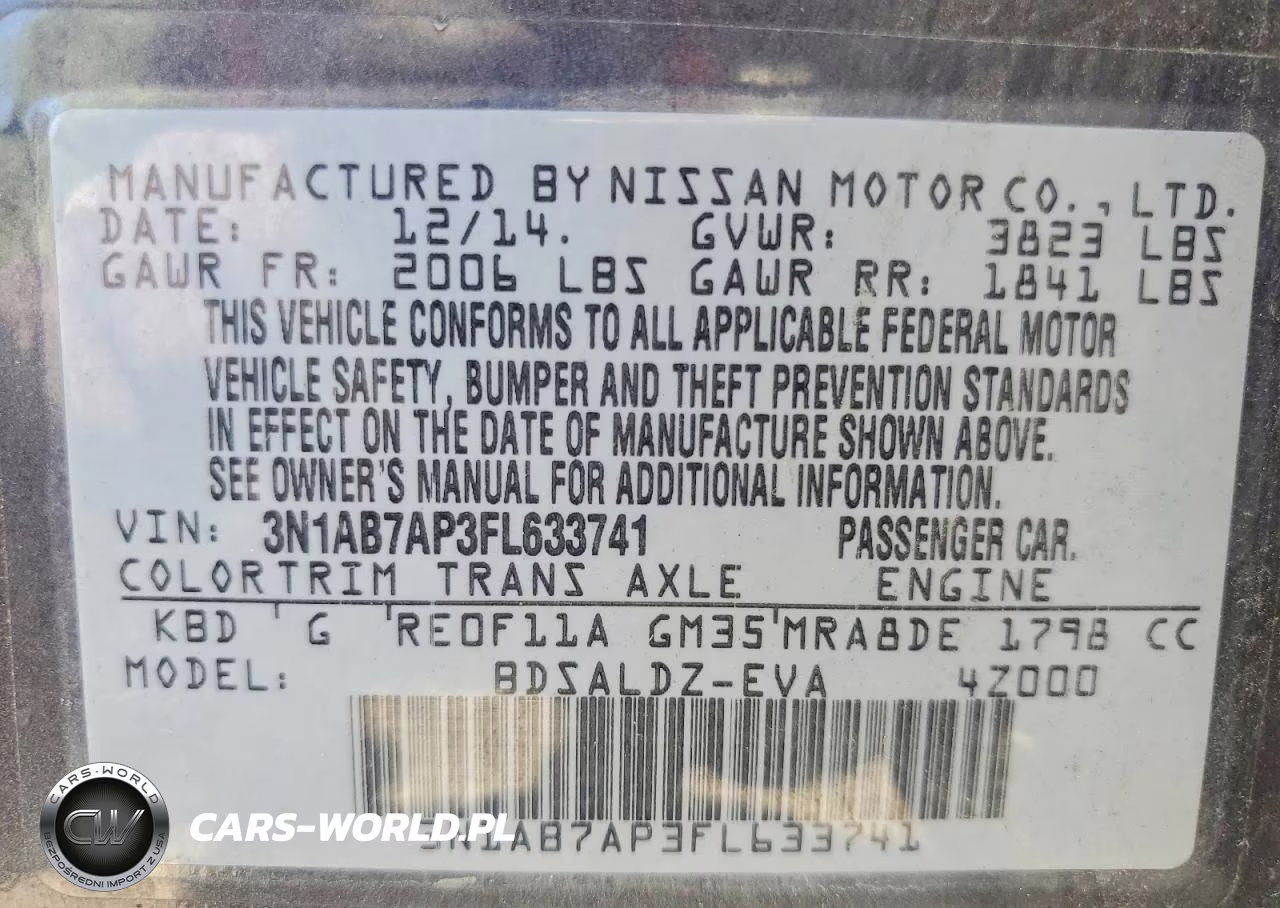 2015 Nissan Sentra Sv VIN:3N1AB7AP3FL633741 - 12