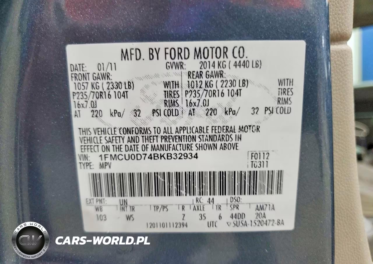 2011 Ford Escape Xlt VIN:1FMCU0D74BKB32934 - 13