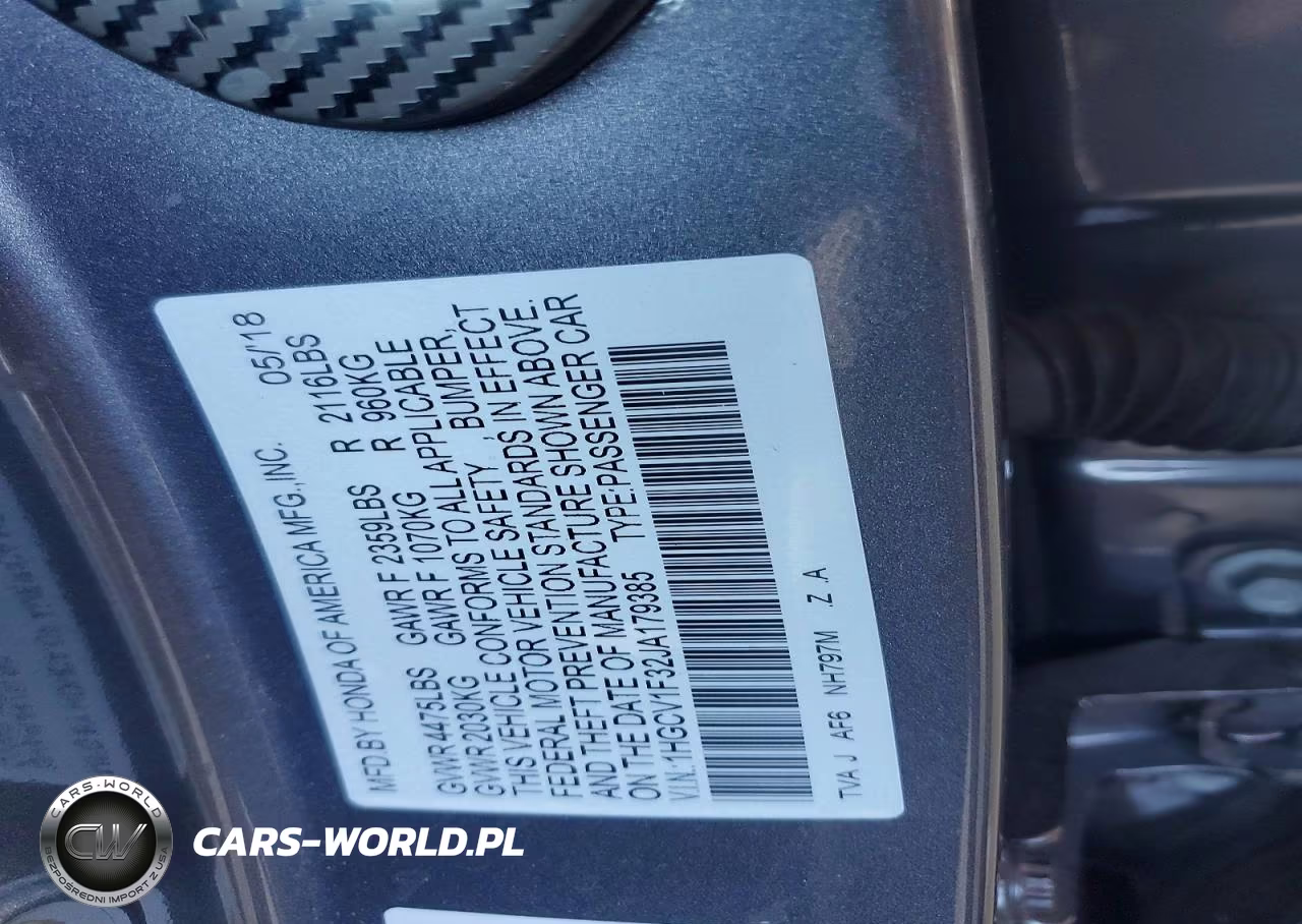 2018 Honda Accord Sport VIN:1HGCV1F32JA179385 - 12