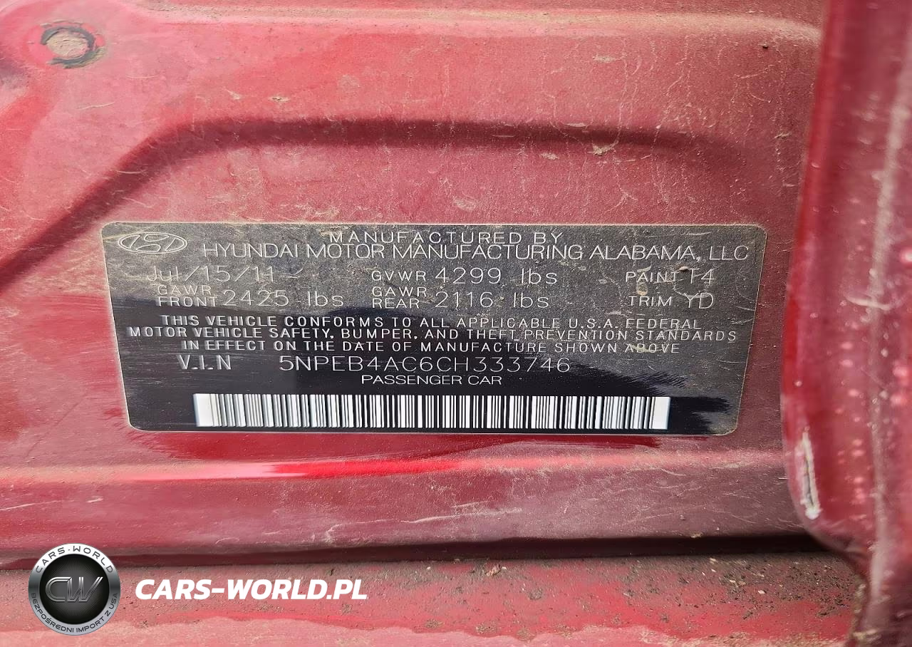 2012 Hyundai Sonata Gls VIN:5NPEB4AC6CH333746 - 12
